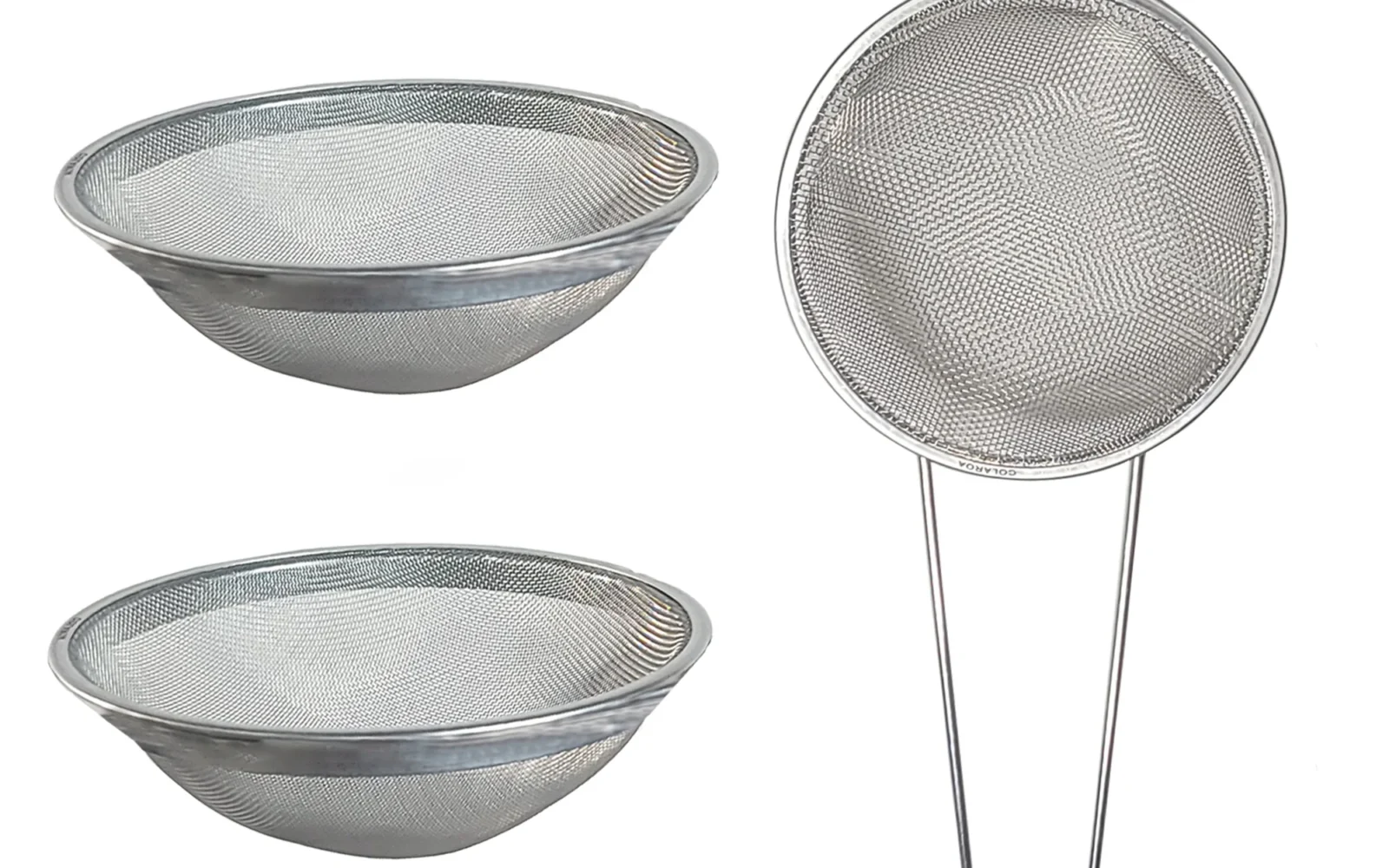 COLAROA 3-in-1 fine mesh strainer set: one stainless steel handle with swap-in mesh cups